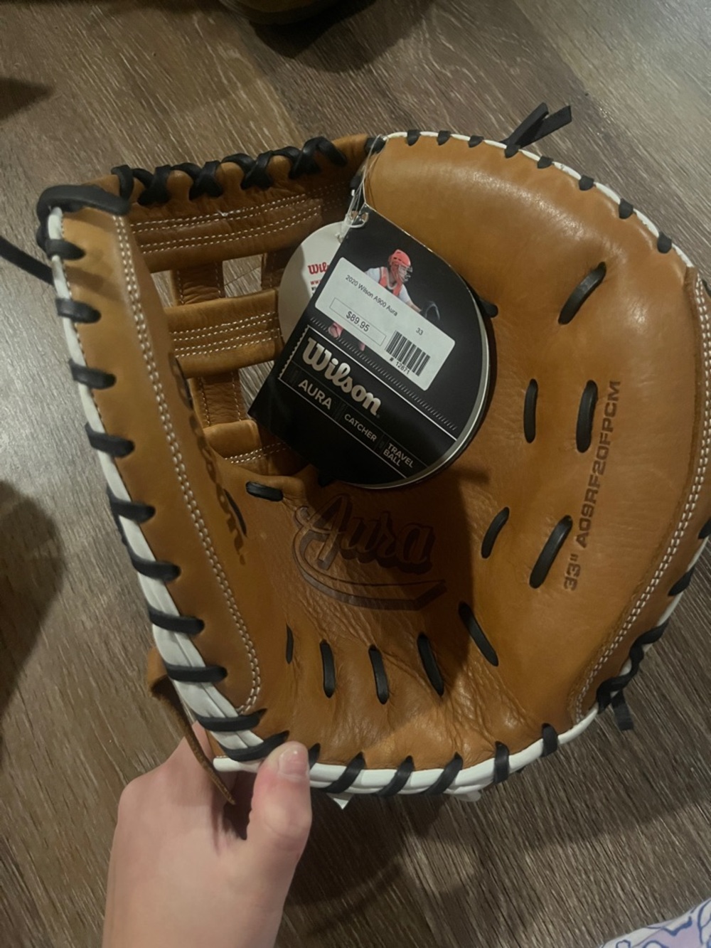 Wilson Tan Catcher's Mitt with Black & White Lacing
